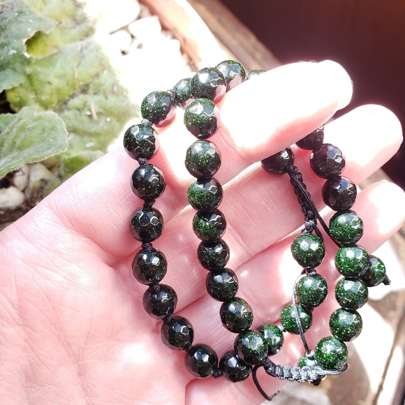 Gemstone Green Sandstone Adjustable Bracelet - Picture 2 of 2